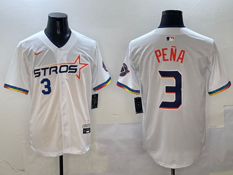 Men Houston Astros #3 Pena White Fourth generation Joint Name 2025 Nike MLB Jersey style 7->houston astros->MLB Jersey